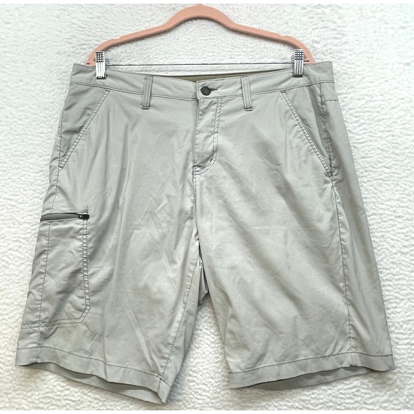 Eddie Bauer Shorts Mens 36 Gray Zipper Cargo Hiking Outdoor Utility Lightweight - Picture 1 of 11